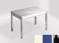Logo Table mensa 100x60 extension melamin� - plateau haiku - pieds chrome - ceinture en bois laque bleu e 2331_haiku_chrome_bl-bleu-e
