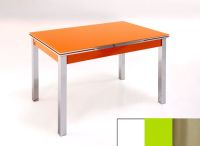 Logo Table mensa ext 100x50 - plateau extra white - pieds inox - ceinture en bois laque vert 2032_extra-white_inox_bl-vert