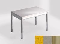 Logo Table mensa ext 100x60 - plateau stellar amarillo - pieds inox - ceinture en bois laque inox 2320_stellar-amarillo_inox_bl-inox
