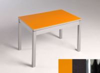 Logo Table mensa  verre ext. melamin� 110x70 - plateau orange - pieds chrome - ceinture en bois laque noi 2859_orange_chrome_bl-noir