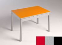 Logo Table mensa verre ext. melamin� 100x50 - plateau rouge - pieds noir - ceinture en bois laque argent 2858_rouge_noir_bl-argent