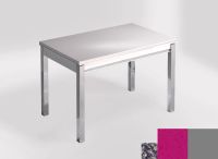 Logo Table mensa ext 100x60 - plateau blue safita - pieds argent - ceinture en bois laque magenta energy 2320_blue-safita_argent_bl-m