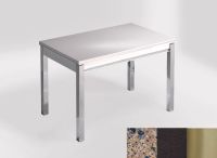 Logo Table mensa 100x60 extension melamin� - plateau azul ugarit - pieds inox - ceinture en bois laque no 2331_azul-ugarit_inox_bl-no