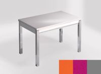 Logo Table mensa 100x60 extension melamin� - plateau naranja cool - pieds argent - ceinture en bois laque 2331_naranja-cool_argent_bl