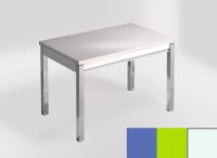 Logo Table mensa 100x60 extension melamin� - plateau azul enjoy - pieds blanc - ceinture en bois laque ve 2331_azul-enjoy_blanc_bl-ve