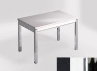 Logo Table mensa 110x70 extension m�lamin� - plateau negro magma - pieds chrome - ceinture en bois laque  2332_negro-magma_chrome_bl-