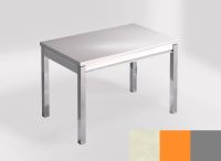 Logo Table mensa 110x70 extension m�lamin� - plateau yukon - pieds argent - ceinture en bois laque orange 2332_yukon_argent_bl-orange