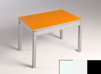 Logo Table mensa verre ext. melamin� 100x50 - plateau blanc - pieds noir - ceinture en bois laque blanc 2858_blanc_noir_bl-blanc