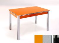 Logo Table mensa ext 110x70 - plateau orange - pieds chrome - ceinture en bois laque argent 2040_orange_chrome_bl-argent