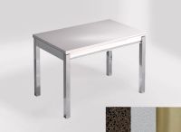 Logo Table mensa 100x60 extension melamin� - plateau marron jupiter - pieds inox - ceinture en bois laque 2331_marron-jupiter_inox_bl
