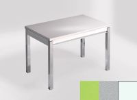 Logo Table mensa 110x70 extension m�lamin� - plateau verde fun - pieds blanc - ceinture en bois laque arg 2332_verde-fun_blanc_bl-arg