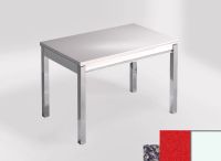 Logo Table mensa ext 100x60 - plateau blue safita - pieds blanc - ceinture en bois laque rouge 2320_blue-safita_blanc_bl-rouge