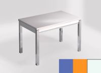 Logo Table mensa 100x60 extension melamin� - plateau azul enjoy - pieds blanc - ceinture en bois laque or 2331_azul-enjoy_blanc_bl-or