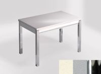 Logo Table mensa ext 110x70 - plateau blanco dune - pieds chrome - ceinture en bois laque argent 2321_blanco-dune_chrome_bl-argent