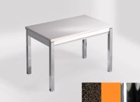 Logo Table mensa ext 110x70 - plateau marron jupiter - pieds chrome - ceinture en bois laque orange 2321_marron-jupiter_chrome_bl-ora