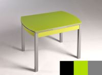 Logo Table hercule 130x80 - plateau noir - pieds argent - ceinture en bois laque vert 2000_noir_argent_bl-vert
