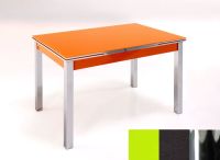 Logo Table mensa ext 135x80 - plateau vert - pieds chrome - ceinture en bois laque noir 2045_vert_chrome_bl-noir