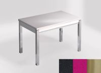 Logo Table mensa 110x70 extension m�lamin� - plateau negro magma - pieds inox - ceinture en bois laque ma 2332_negro-magma_inox_bl-ma
