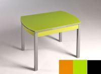 Logo Table hercule 105x60 - plateau orange - pieds noir - ceinture en bois laque vert 1989_orange_noir_bl-vert
