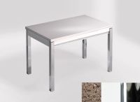 Logo Table mensa 100x60 extension melamin� - plateau beige daphne - pieds chrome - ceinture en bois laque 2331_beige-daphne_chrome_bl