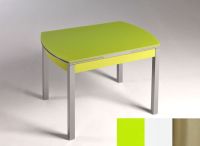 Logo Table hercule 130x80 - plateau vert - pieds inox - ceinture en bois laque blanc 2000_vert_inox_bl-blanc