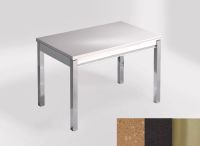 Logo Table mensa 110x70 extension m�lamin� - plateau beige olimpo - pieds inox - ceinture en bois laque n 2332_beige-olimpo_inox_bl-n