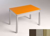 Logo Table mensa verre ext. melamin� 135x80 - plateau moka - pieds inox - ceinture en bois laque inox 2870_moka_inox_bl-inox