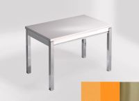 Logo Table mensa 100x60 extension melamin� - plateau amarillo dream - pieds inox - ceinture en bois laque 2331_amarillo-dream_inox_bl