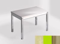 Logo Table mensa ext 110x70 - plateau tigris sand - pieds inox - ceinture en bois laque vert 2321_tigris-sand_inox_bl-vert