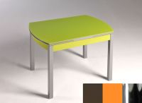 Logo Table hercule 115x75 - plateau moka - pieds chrome - ceinture en bois laque orange 1992_moka_chrome_bl-orange