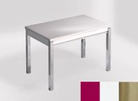Logo Table mensa ext 100x60 - plateau magenta energy - pieds inox - ceinture en bois laque blanc 2320_magenta-energy_inox_bl-blanc