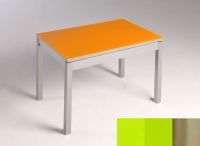 Logo Table mensa verre ext. melamin� 135x80 - plateau vert - pieds inox - ceinture en bois laque vert 2870_vert_inox_bl-vert