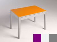 Logo Table mensa verre ext. melamin� 100x60 - plateau magenta - pieds argent - ceinture en bois laque bla 2869_magenta_argent_bl-blan