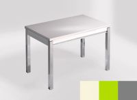 Logo Table mensa 100x60 extension melamin� - plateau haiku - pieds argent - ceinture en bois laque vert 2331_haiku_argent_bl-vert