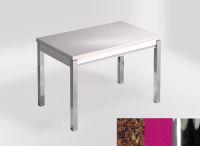 Logo Table mensa ext 100x60 - plateau mahogany - pieds chrome - ceinture en bois laque magenta energy 2320_mahogany_chrome_bl-magenta