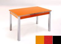 Logo Table mensa ext 100x50 - plateau orange - pieds noir - ceinture en bois laque rouge 2032_orange_noir_bl-rouge