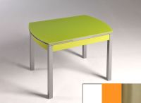 Logo Table hercule 105x60 - plateau extra white - pieds inox - ceinture en bois laque orange cool 1989_extra-white_inox_bl-orange-coo