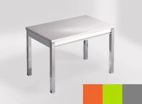 Logo Table mensa 110x70 extension m�lamin� - plateau naranja cool - pieds argent - ceinture en bois laque 2332_naranja-cool_argent_bl