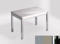 Logo Table mensa 100x60 extension melamin� - plateau aluminium nube - pieds chrome - ceinture en bois laq 2331_aluminium-nube_chrome_