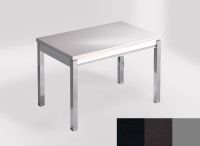 Logo Table mensa 100x60 extension melamin� - plateau negro anubis - pieds argent - ceinture en bois laque 2331_negro-anubis_argent_bl