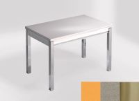 Logo Table mensa 110x70 extension m�lamin� - plateau amarillo dream - pieds inox - ceinture en bois laque 2332_amarillo-dream_inox_bl