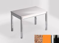 Logo Table mensa 110x70 extension m�lamin� - plateau amarillo palmira - pieds chrome - ceinture en bois l 2332_amarillo-palmira_chrom