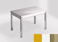 Logo Table mensa 110x70 extension m�lamin� - plateau stellar amarillo - pieds inox - ceinture en bois laq 2332_stellar-amarillo_inox_