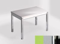 Logo Table mensa 100x60 extension melamin� - plateau verde fun - pieds chrome - ceinture en bois laque ar 2331_verde-fun_chrome_bl-ar