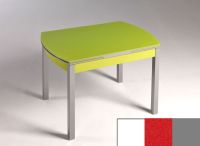 Logo Table hercule 115x75 - plateau extra white - pieds argent - ceinture en bois laque rouge 1992_extra-white_argent_bl-rouge
