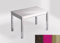 Logo Table mensa 110x70 extension m�lamin� - plateau marron jupiter - pieds inox - ceinture en bois laque 2332_marron-jupiter_inox_bl