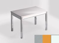 Logo Table mensa 100x60 extension melamin� - plateau khenso - pieds blanc - ceinture en bois laque jaune  2331_khenso_blanc_bl-jaune-