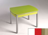 Logo Table hercule 115x75 - plateau extra white - pieds inox - ceinture en bois laque rouge 1992_extra-white_inox_bl-rouge