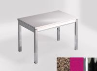Logo Table mensa 110x70 extension m�lamin� - plateau brazilian brown - pieds chrome - ceinture en bois la 2332_brazilian-brown_chrome