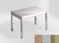 Logo Table mensa 100x60 extension melamin� - plateau verde ugarit - pieds inox - ceinture en bois laque a 2331_verde-ugarit_inox_bl-a